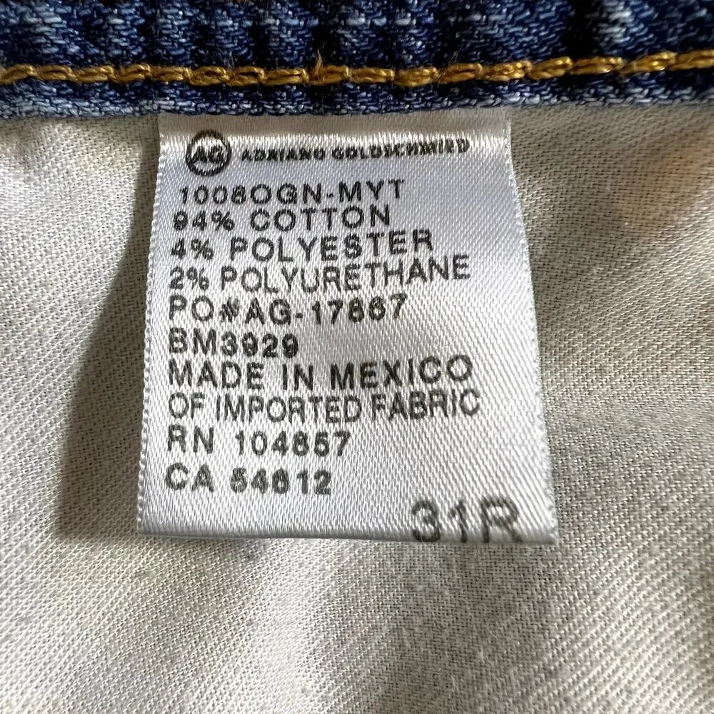 Adriano Goldschmied AG Protege Straight Leg Jeans Light Wash Mens 31R Distressed